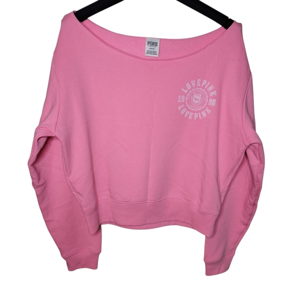 PINK Victoria's Secret Sweaters - Victoria's Secret PINK Pink Off The Shoulder Oversized Sweater
